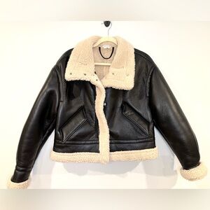 Cropped Faux Leather Jacket